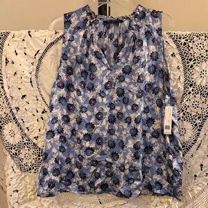 Zac & Rachel NWT Floral Sleeveless Top - Blue Size Large